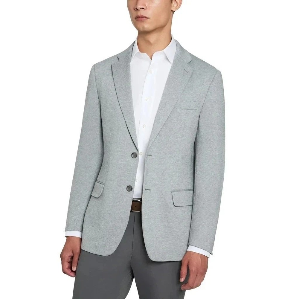 NWT Kenneth Cole Knit Blazer Men's Medium Gray Polyester Rayon Stretch Unlined